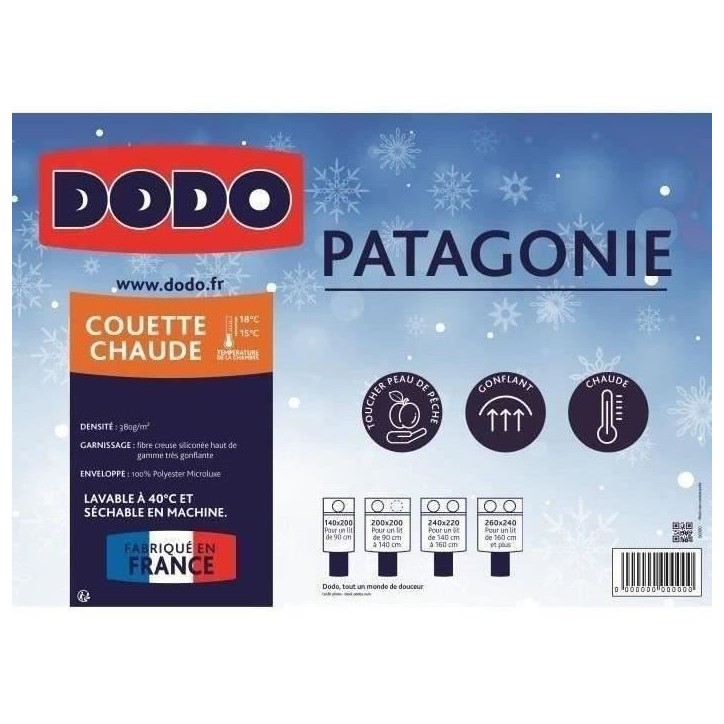 DODO Couette chaude Patagonie blanc - 200x200 cm