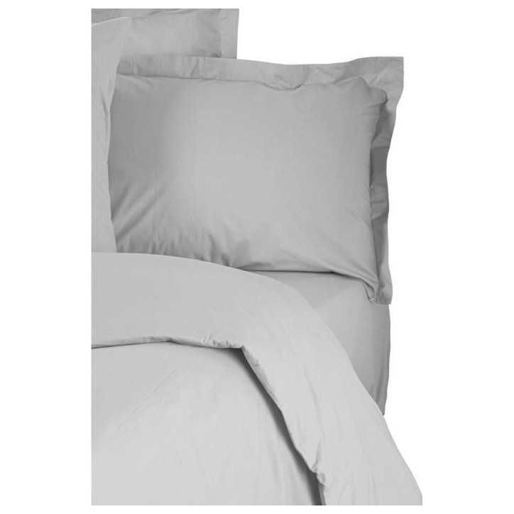 Parure de lit - 1 housse de couette 220 x 240 cm + 2 taies d'oreiller 60 x 60 cm - 100% coton renforcé - Gris Parure de lit - 1 housse de couette 220 x 240 cm + 2 taies d'oreiller 60 x 60 cm - 100% coton renforcé - Gris
