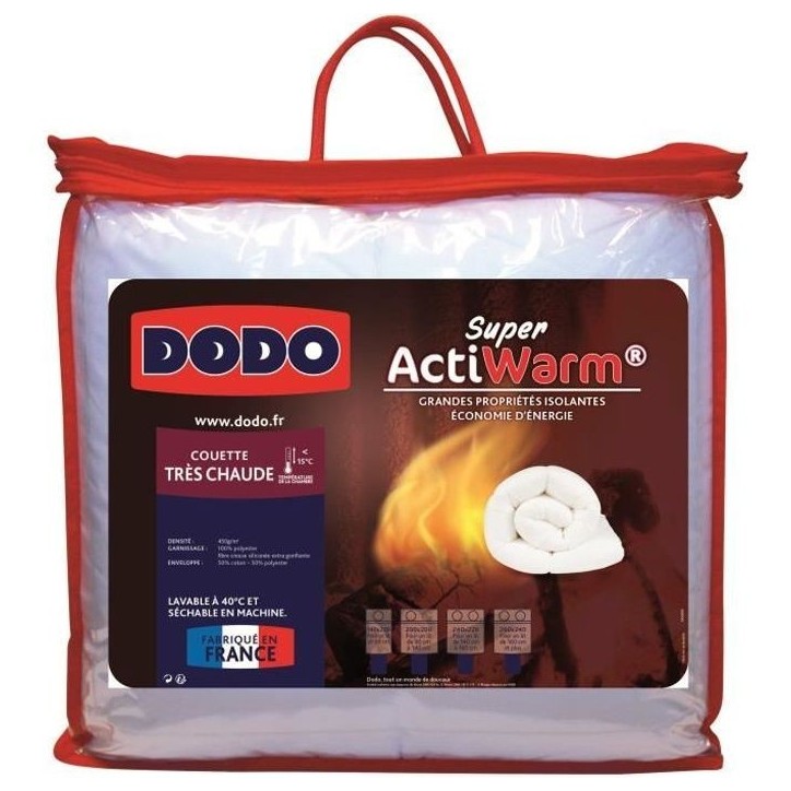 DODO Couette tres chaude 450g/m² SUPER ACTIWARM 240x260 cm blanc
