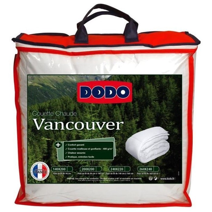 Couette chaude Vancouver - 140 x 200 cm - 400gr/m² - Blanc - DODO