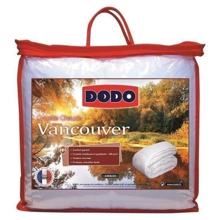 Couette chaude Vancouver - 240 x 260 cm - 400gr/m² - Blanc - DODO Couette chaude Vancouver - 240 x 260 cm - 400gr/m² - Blanc - DODO