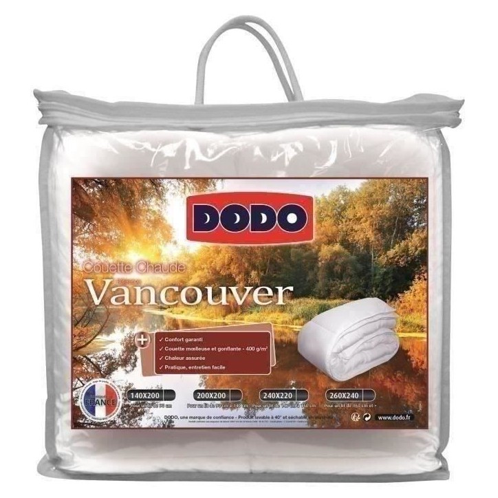Couette chaude Vancouver - 240 x 260 cm - 400gr/m² - Blanc - DODO Couette chaude Vancouver - 240 x 260 cm - 400gr/m² - Blanc - DODO