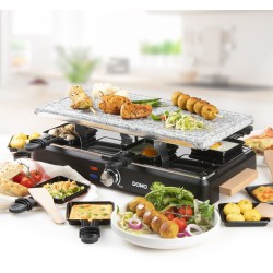 Appareil a raclette - DOMO - DO9262G - 8 personnes - Pierre a cuire - Gril - 1400 W