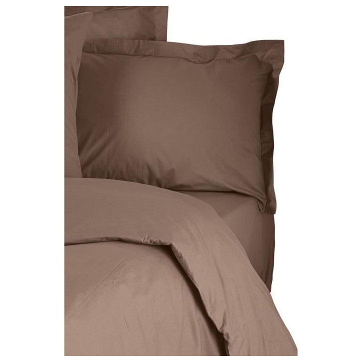 Parure de lit - 1 housse de couette 220 x 240 cm + 2 taies d'oreiller 60 x 60 cm - 100% coton renforcé - Brun Parure de lit - 1 housse de couette 220 x 240 cm + 2 taies d'oreiller 60 x 60 cm - 100% coton renforcé - Brun