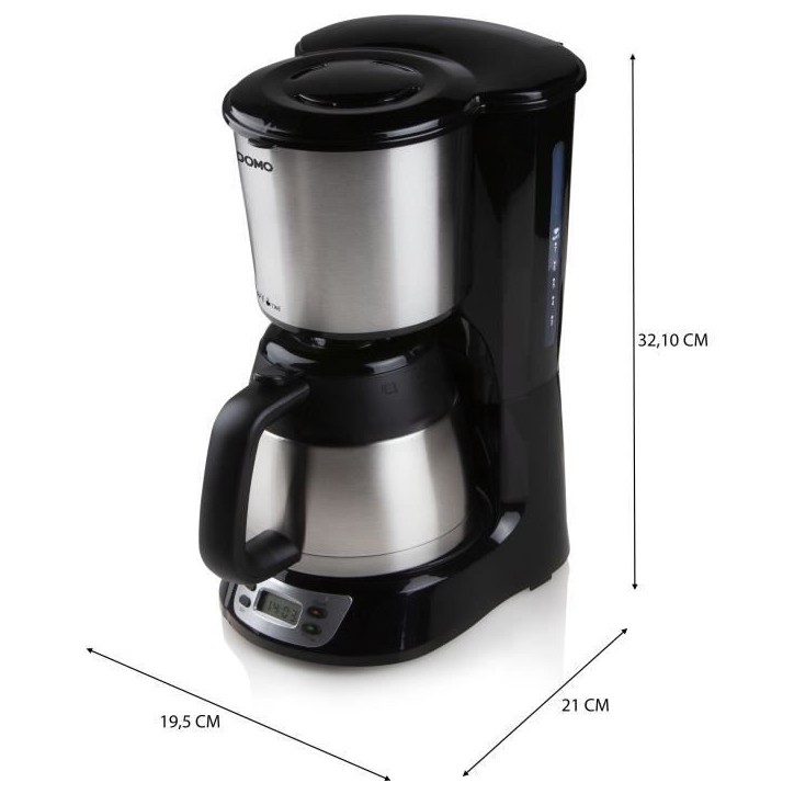 Cafetiere filtre - DOMO - DO709K - 1000 W - 1 L - 8 tasses - Ecran LCD - Minuteur 24 h - Acier inoxydable Cafetiere filtre - DOMO - DO709K - 1000 W - 1 L - 8 tasses - Ecran LCD - Minuteur 24 h - Acier inoxydable