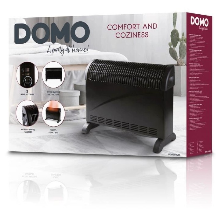 Convecteur de chauffage turbo - 2000 W - DOMO - DO7350CH - 52,5 x 38,8 x 19,5 cm - Noir Convecteur de chauffage turbo - 2000 W - DOMO - DO7350CH - 52,5 x 38,8 x 19,5 cm - Noir