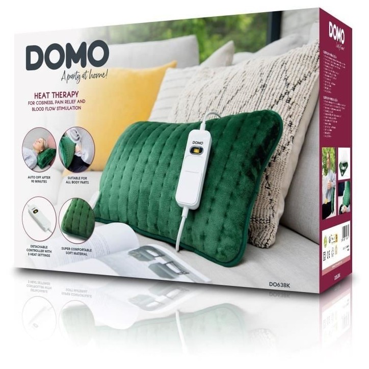 Coussin chauffant DOMO DO638K - Super doux - Chauffe rapide - 3 niveaux température - Arret automatique - Câble électrique am Coussin chauffant DOMO DO638K - Super doux - Chauffe rapide - 3 niveaux température - Arret automatique - Câble électrique am