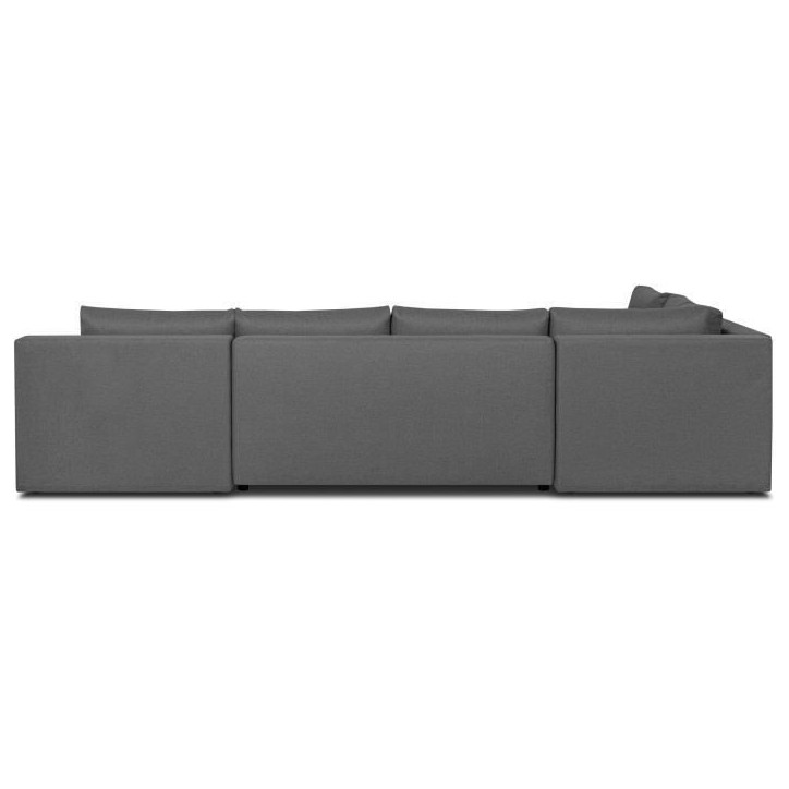Canapé d'angle panoramique convertible - 7 places - INDIAN - Tissu 100% polyester - Gris - L360 x P228 cm