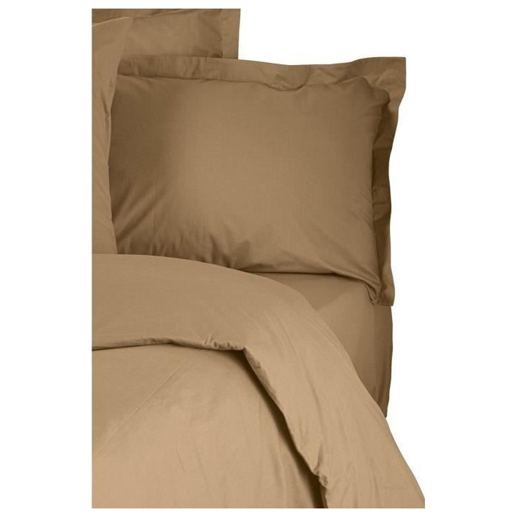 Parure de lit - 1 housse de couette 220 x 240 cm + 2 taies d'oreiller 60 x 60 cm - 100% coton renforcé - Marron Parure de lit - 1 housse de couette 220 x 240 cm + 2 taies d'oreiller 60 x 60 cm - 100% coton renforcé - Marron