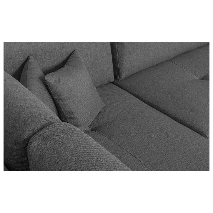 Canapé d'angle panoramique convertible - 7 places - INDIAN - Tissu 100% polyester - Gris - L360 x P228 cm