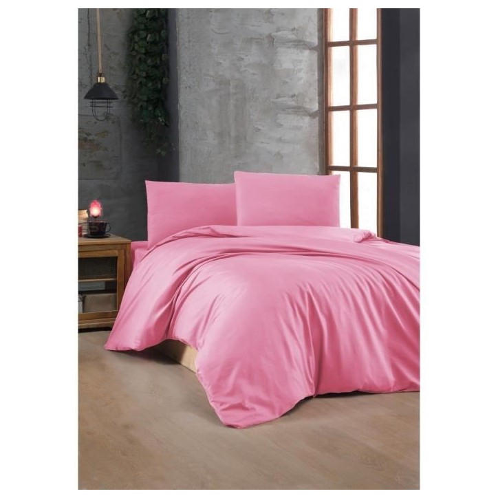 Parure de lit - 1 housse de couette 220 x 240 cm + 2 taies d'oreiller 60 x 60 cm - 100% coton renforcé - Rose Parure de lit - 1 housse de couette 220 x 240 cm + 2 taies d'oreiller 60 x 60 cm - 100% coton renforcé - Rose