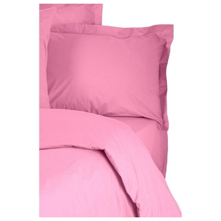 Parure de lit - 1 housse de couette 220 x 240 cm + 2 taies d'oreiller 60 x 60 cm - 100% coton renforcé - Rose Parure de lit - 1 housse de couette 220 x 240 cm + 2 taies d'oreiller 60 x 60 cm - 100% coton renforcé - Rose