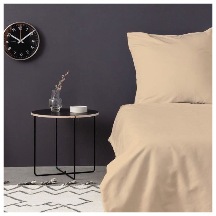 Parure de lit - 1 housse de couette 220 x 240 cm + 2 taies d'oreiller 60 x 60 cm - Satiné 100% coton - Beige Parure de lit - 1 housse de couette 220 x 240 cm + 2 taies d'oreiller 60 x 60 cm - Satiné 100% coton - Beige