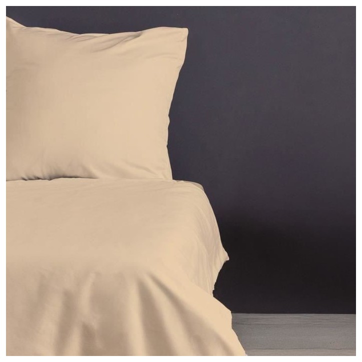 Parure de lit - 1 housse de couette 220 x 240 cm + 2 taies d'oreiller 60 x 60 cm - Satiné 100% coton - Beige Parure de lit - 1 housse de couette 220 x 240 cm + 2 taies d'oreiller 60 x 60 cm - Satiné 100% coton - Beige