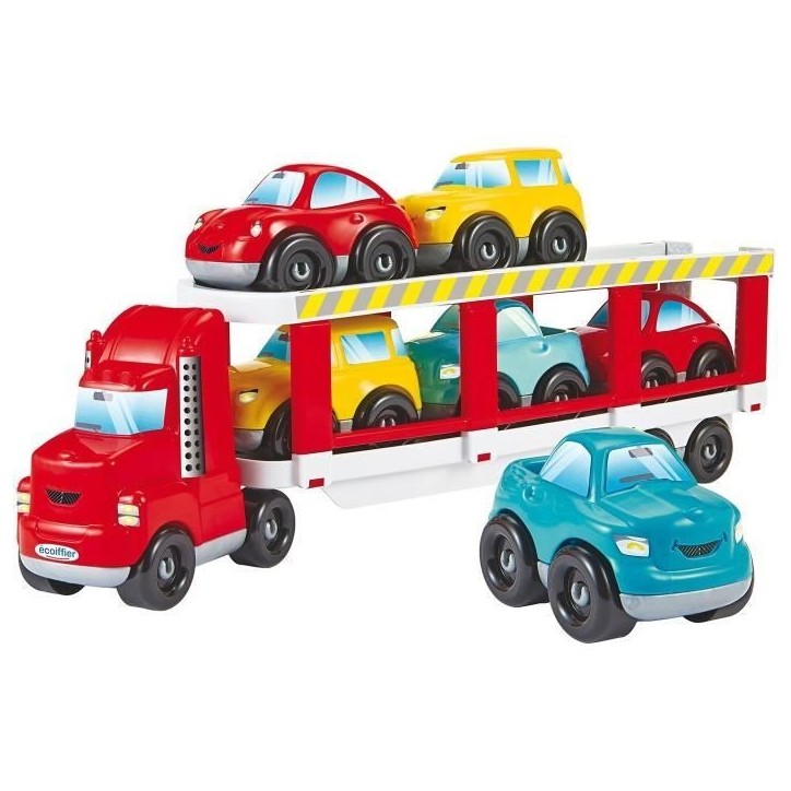 Camion porte-voitures ECOIFFIER - Abrick - Transporte 6 voitures sur 2 étages - Rouge - Des 18 mois