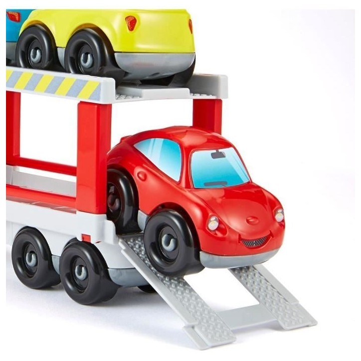 Camion porte-voitures ECOIFFIER - Abrick - Transporte 6 voitures sur 2 étages - Rouge - Des 18 mois