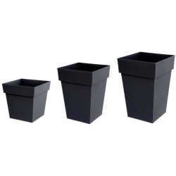 Pot de fleurs Carré XXL 43 cm - EDA - Toscane - 98 L - 43,3 x 43,3 x H. 80 cm - Gris Anthracite