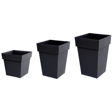 Pot de fleurs Carré XXL 43 cm - EDA - Toscane - 98 L - 43,3 x 43,3 x H. 80 cm - Gris Anthracite