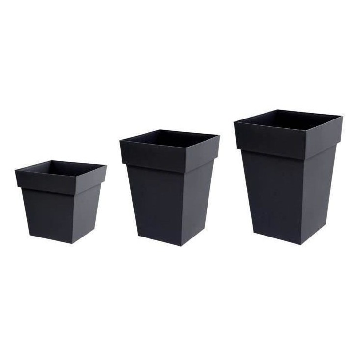 Pot de fleurs Carré XXL 43 cm - EDA - Toscane - 98 L - 43,3 x 43,3 x H. 80 cm - Gris Anthracite
