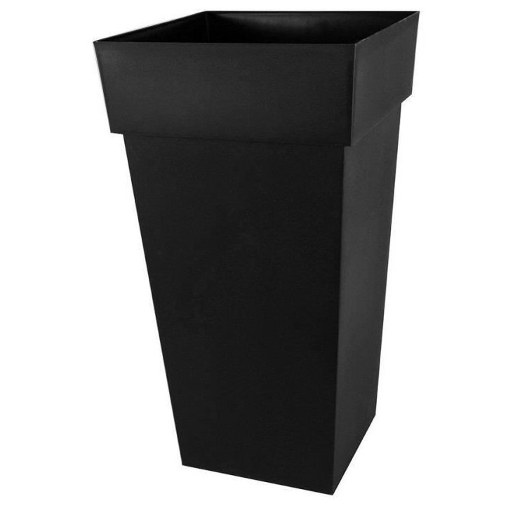 Pot de fleurs Carré XXL 43 cm - EDA - Toscane - 98 L - 43,3 x 43,3 x H. 80 cm - Gris Anthracite