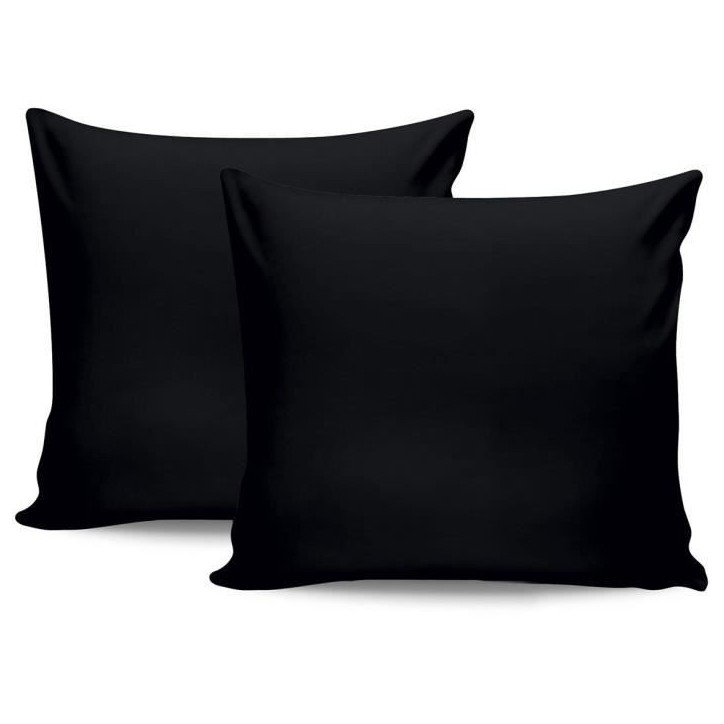 Parure de lit - 1 housse de couette 220 x 240 cm + 2 taies d'oreiller 60 x 60 cm - Satiné 100% coton - Noir Parure de lit - 1 housse de couette 220 x 240 cm + 2 taies d'oreiller 60 x 60 cm - Satiné 100% coton - Noir