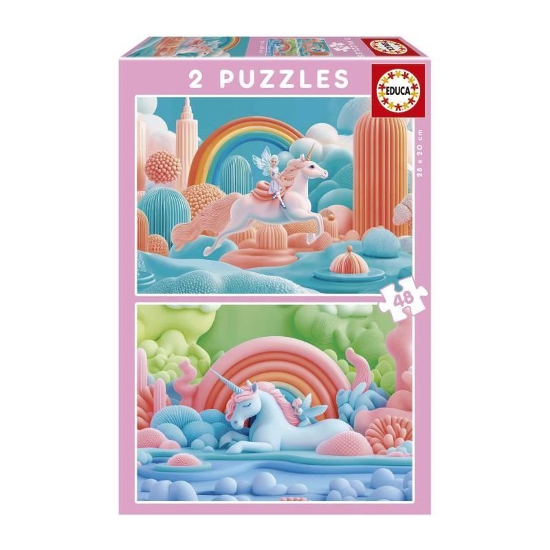 Puzzle - EDUCA - Licornes Magiques - 2 x 48 pieces - Theme Fantastique