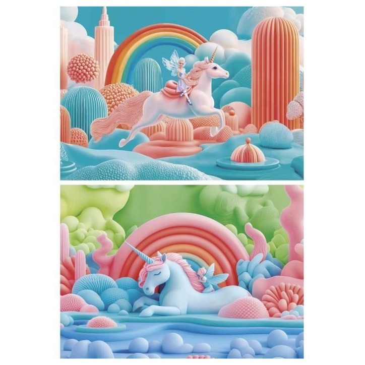 Puzzle - EDUCA - Licornes Magiques - 2 x 48 pieces - Theme Fantastique - Pour Enfants - 4 ans et plus