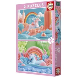 Puzzle - EDUCA - Licornes Magiques - 2 x 48 pieces - Theme Fantastique