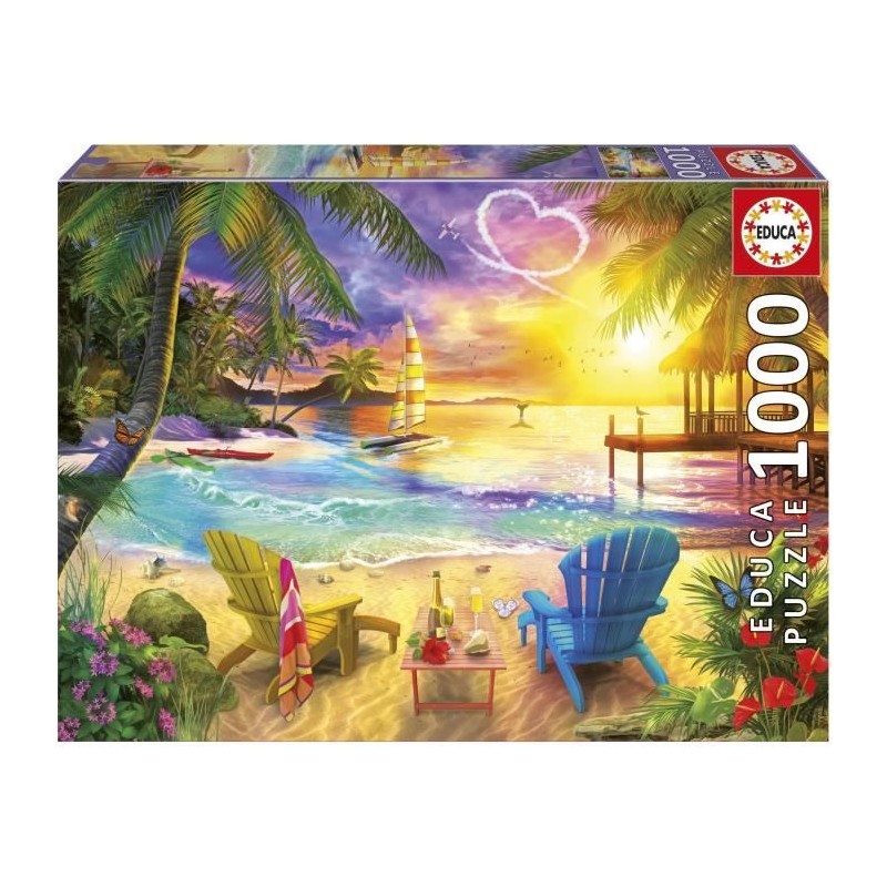 Puzzle - EDUCA - Plage d'Amour - 1000 pieces - 68x48 cm - Pour adultes