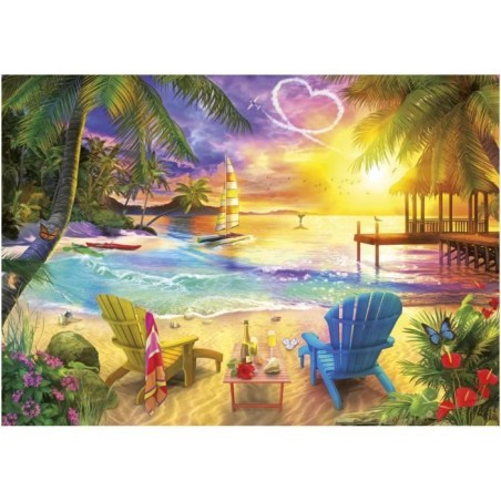 Puzzle - EDUCA - Plage d'Amour - 1000 pieces - 68x48 cm - Pour adultes - Theme nature