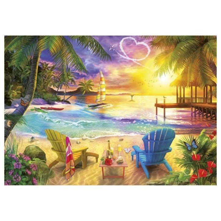 Puzzle - EDUCA - Plage d'Amour - 1000 pieces - 68x48 cm - Pour adultes - Theme nature