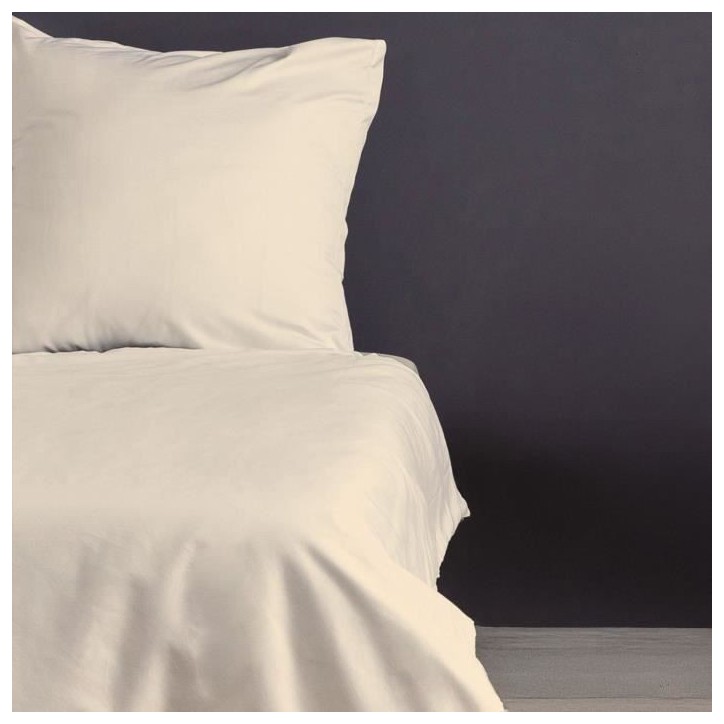 Parure de lit - 1 housse de couette 220 x 240 cm + 2 taies d'oreiller 60 x 60 cm - Satiné 100% coton - Creme Parure de lit - 1 housse de couette 220 x 240 cm + 2 taies d'oreiller 60 x 60 cm - Satiné 100% coton - Creme