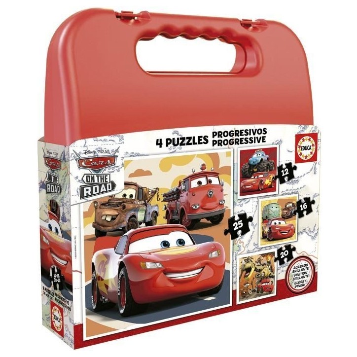 Puzzle progressif CARS - Malette de 4 puzzles - Educa - 12-16-20-25 pieces