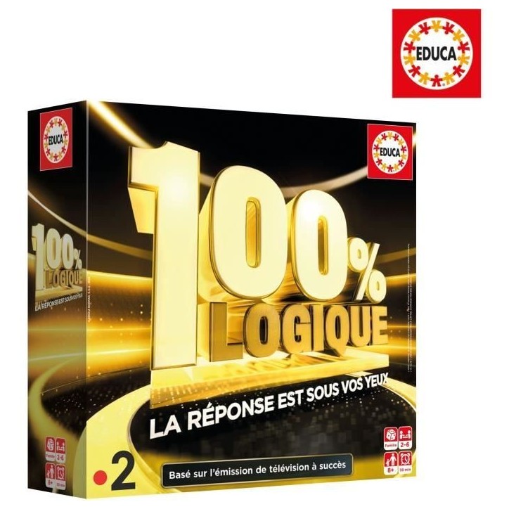 100% Logique La Réponse est sous vos yeux, Jeu de société, Adapté de l'émission TV, des 8 ans, Educa
