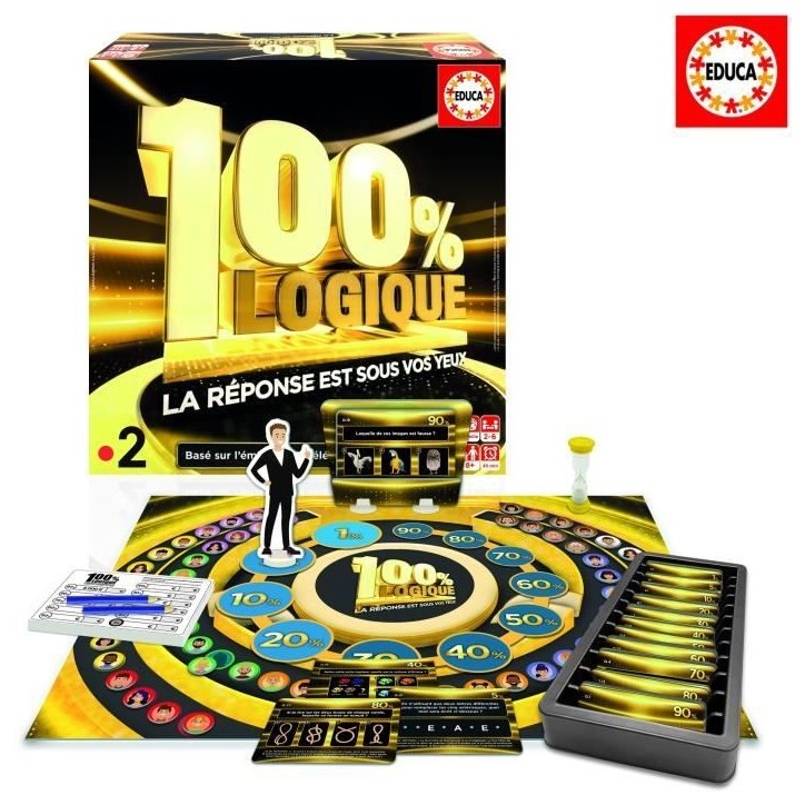 100% Logique La Réponse est sous vos yeux, Jeu de société, Adapté de l'émission TV, des 8 ans, Educa