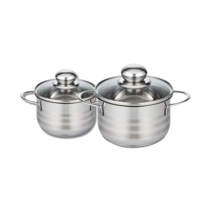 Lot de 2 faitouts - FACKELMANN - Elo Brillant - Acier inoxydable - Sans PFAS - 12 et 14 cm Lot de 2 faitouts - FACKELMANN - Elo Brillant - Acier inoxydable - Sans PFAS - 12 et 14 cm