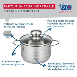 Lot de 2 faitouts - FACKELMANN - Elo Brillant - Acier inoxydable - San