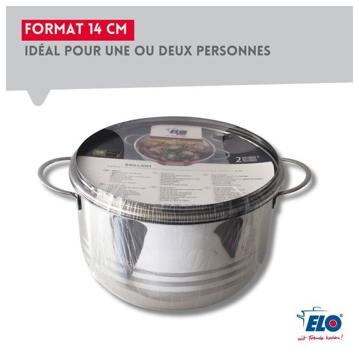 Lot de 2 faitouts - FACKELMANN - Elo Brillant - Acier inoxydable - Sans PFAS - 12 et 14 cm Lot de 2 faitouts - FACKELMANN - Elo Brillant - Acier inoxydable - Sans PFAS - 12 et 14 cm