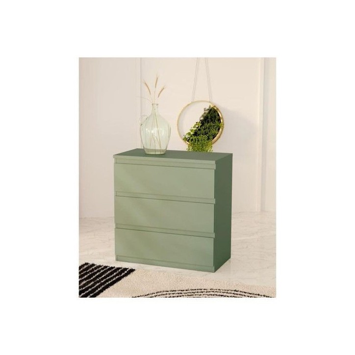 Commode - EDMORE - 3 tiroirs - Sauge - 77,2 x 42 x 79,8 cm