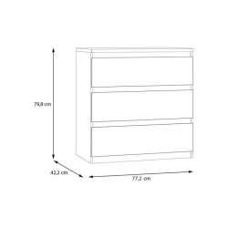 Commode - EDMORE - 3 tiroirs - Sauge - 77,2 x 42 x 79,8 cm