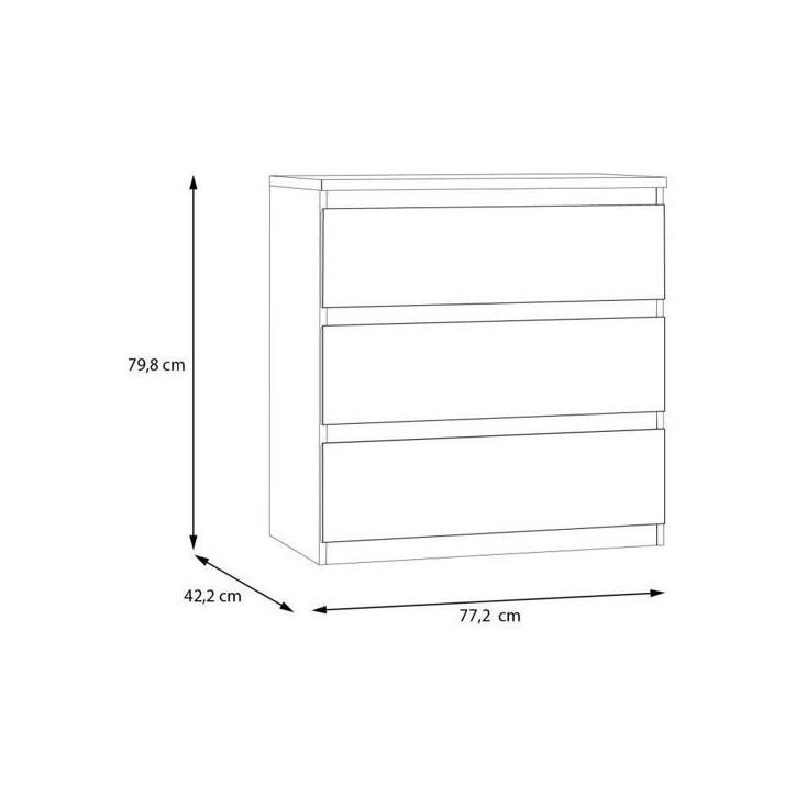Commode - EDMORE - 3 tiroirs - Sauge - 77,2 x 42 x 79,8 cm