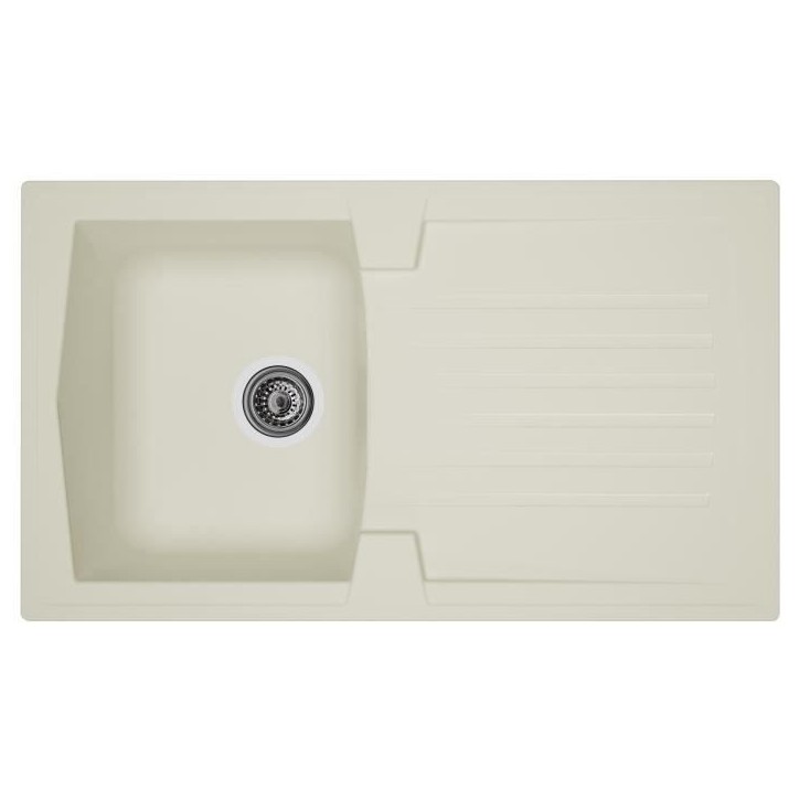 STRADOUR Evier cuisine a encastrer 1 bac + 1 égouttoir Arena - Résine - 86 x 50 cm - Blanc STRADOUR Evier cuisine a encastrer 1 bac + 1 égouttoir Arena - Résine - 86 x 50 cm - Blanc