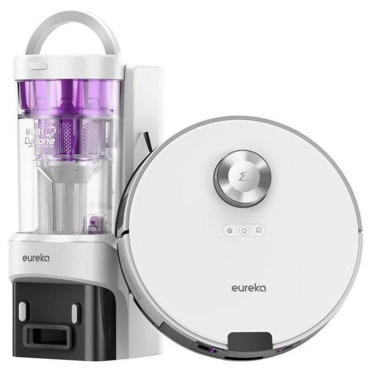 EUREKA E20 Plus - Aspirateur Robot avec Station de Vidange Automatique - 8000 Pa - Anti Enchevetrement - Évitement d'Obstacles