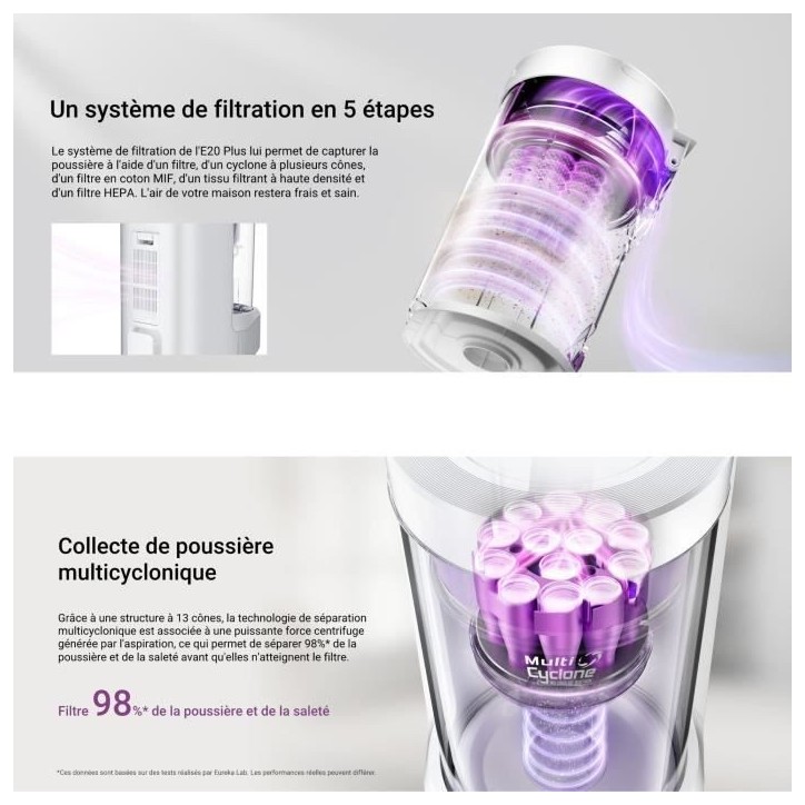 EUREKA E20 Plus - Aspirateur Robot avec Station de Vidange Automatique - 8000 Pa - Anti Enchevetrement - Évitement d'Obstacles