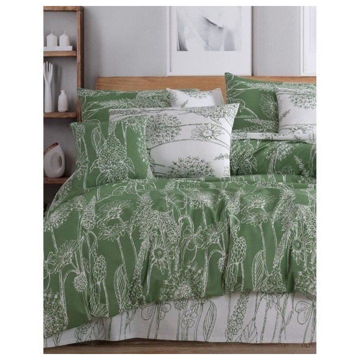 Parure de lit - 1 housse de couette 220 x 240 cm + 2 taies d'oreiller 60 x 60 cm - 100% coton renforcé - Vert Parure de lit - 1 housse de couette 220 x 240 cm + 2 taies d'oreiller 60 x 60 cm - 100% coton renforcé - Vert