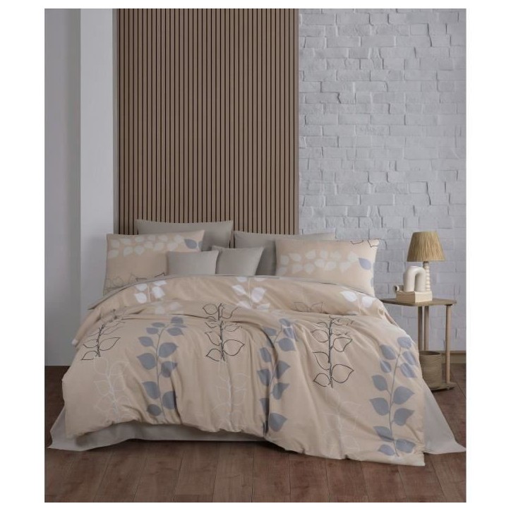 Parure de lit - 1 housse de couette 220 x 240 cm + 2 taies d'oreiller 60 x 60 cm - 100% coton renforcé - Beige Parure de lit - 1 housse de couette 220 x 240 cm + 2 taies d'oreiller 60 x 60 cm - 100% coton renforcé - Beige