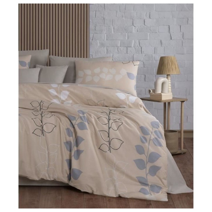 Parure de lit - 1 housse de couette 220 x 240 cm + 2 taies d'oreiller 60 x 60 cm - 100% coton renforcé - Beige Parure de lit - 1 housse de couette 220 x 240 cm + 2 taies d'oreiller 60 x 60 cm - 100% coton renforcé - Beige