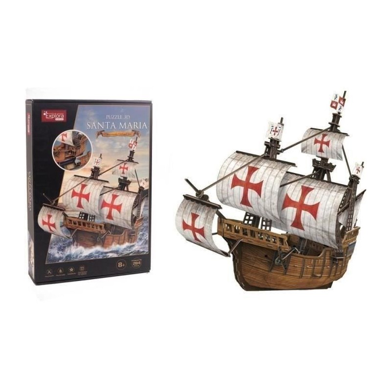 Puzzle 3D - Bateau Santa Maria - Jeu de construction - EXPLORA - 204 p Puzzle 3D - Bateau Santa Maria - Jeu de construction - EXPLORA - 204 p