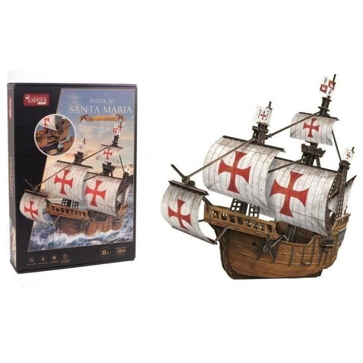 Puzzle 3D - Bateau Santa Maria - Jeu de construction - EXPLORA - 204 pieces - Des 8 ans