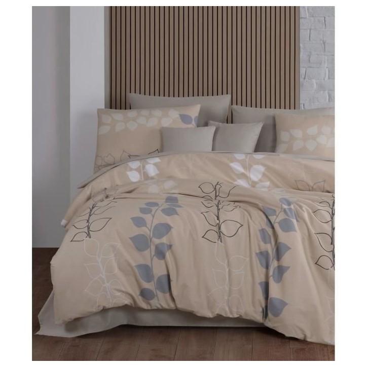 Parure de lit - 1 housse de couette 220 x 240 cm + 2 taies d'oreiller 60 x 60 cm - 100% coton renforcé - Beige Parure de lit - 1 housse de couette 220 x 240 cm + 2 taies d'oreiller 60 x 60 cm - 100% coton renforcé - Beige